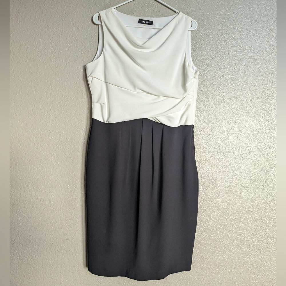 Nine west black and white dress size 10 bodycon